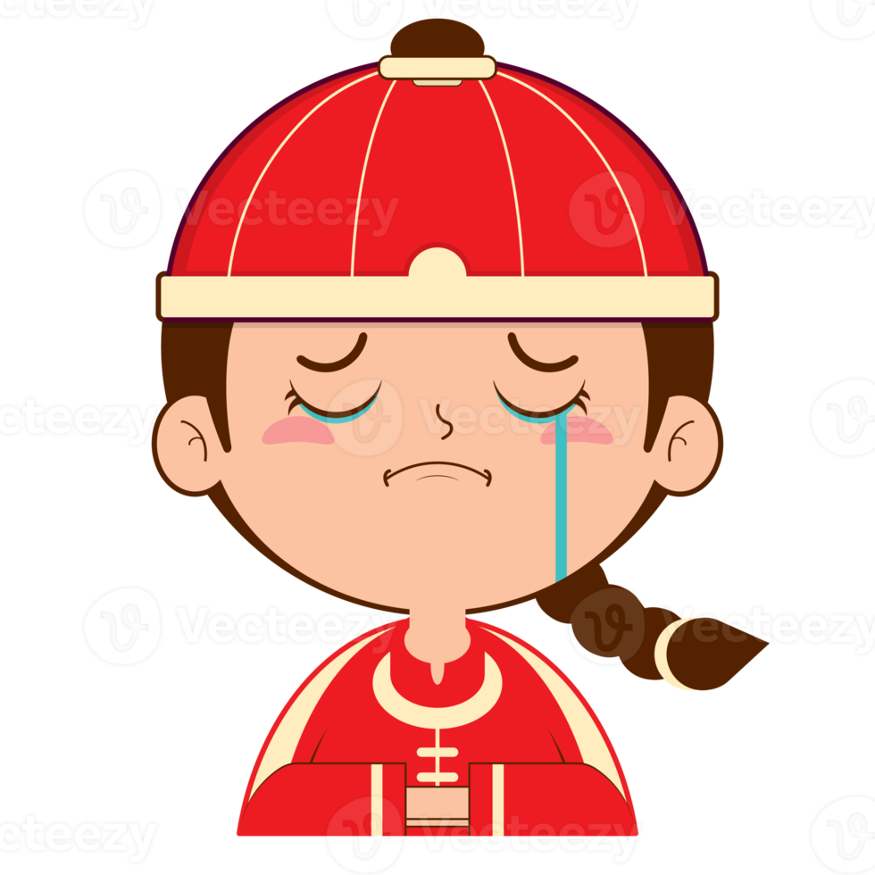 menino chinês chorando rosto cartoon bonito png