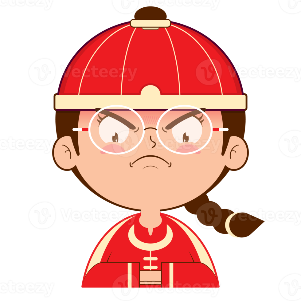 chinese boy angry face cartoon cute png