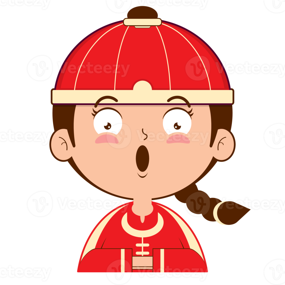 chinese boy surprised face cartoon cute png