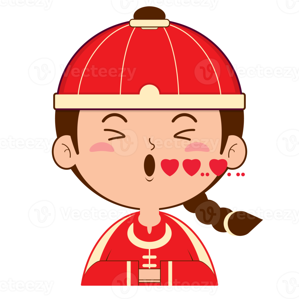 chinese boy in love face cartoon cute png