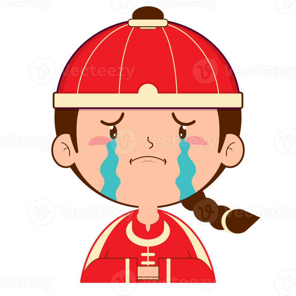 kinesisk pojke gråt ansikte tecknad serie söt png