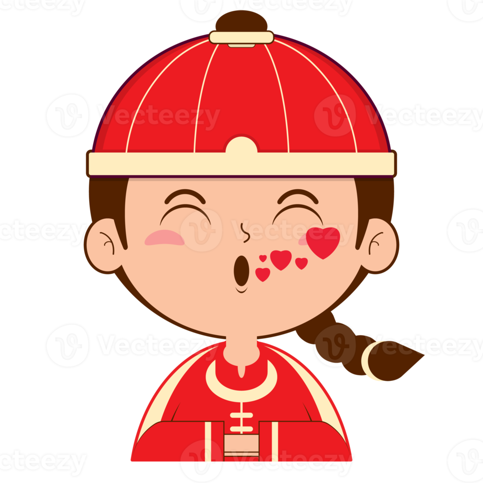 chinese boy in love face cartoon cute png