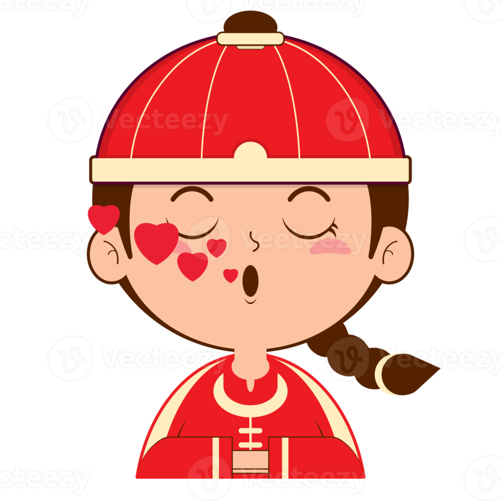 chinese boy in love face cartoon cute png