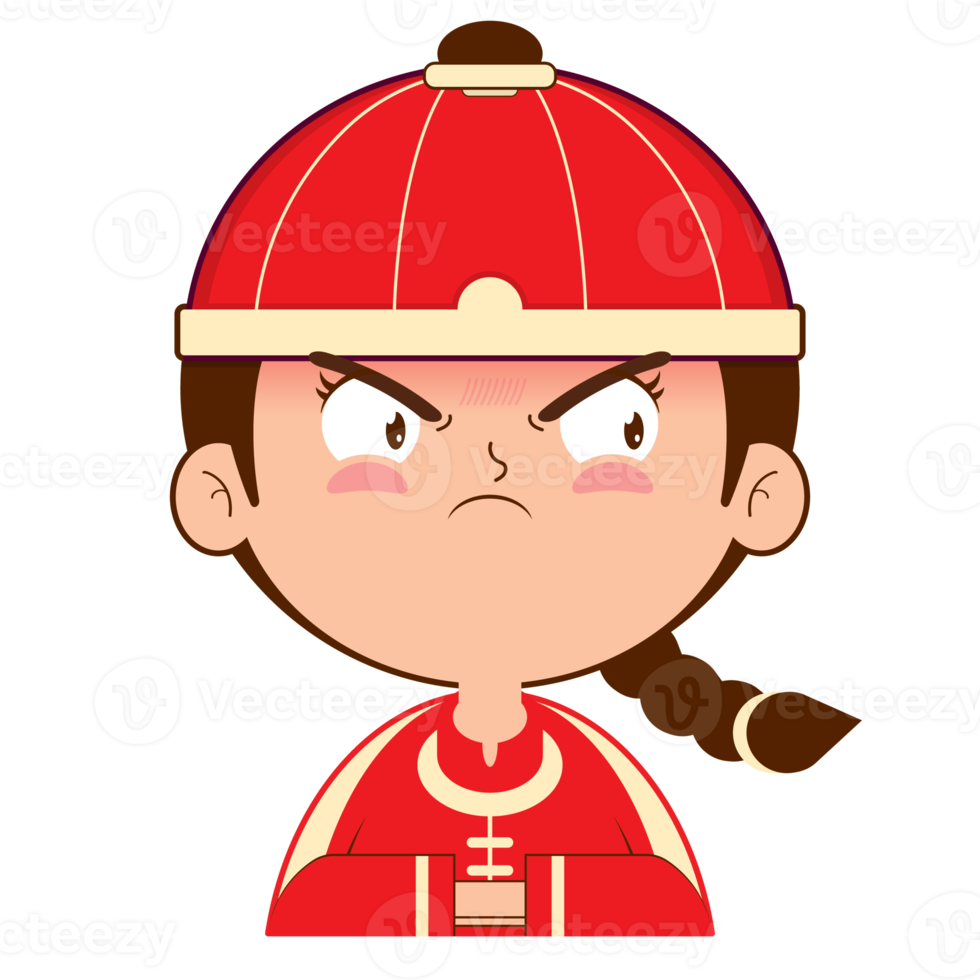 chinese boy angry face cartoon cute png