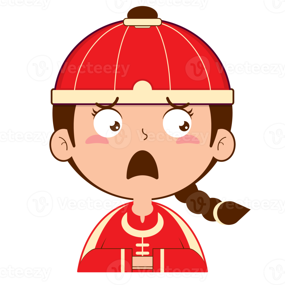 chinese boy surprised face cartoon cute png