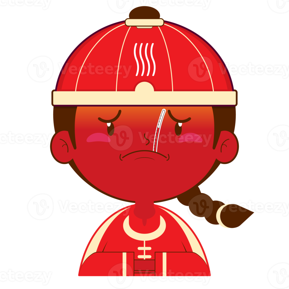 chinese boy sick face cartoon cute png