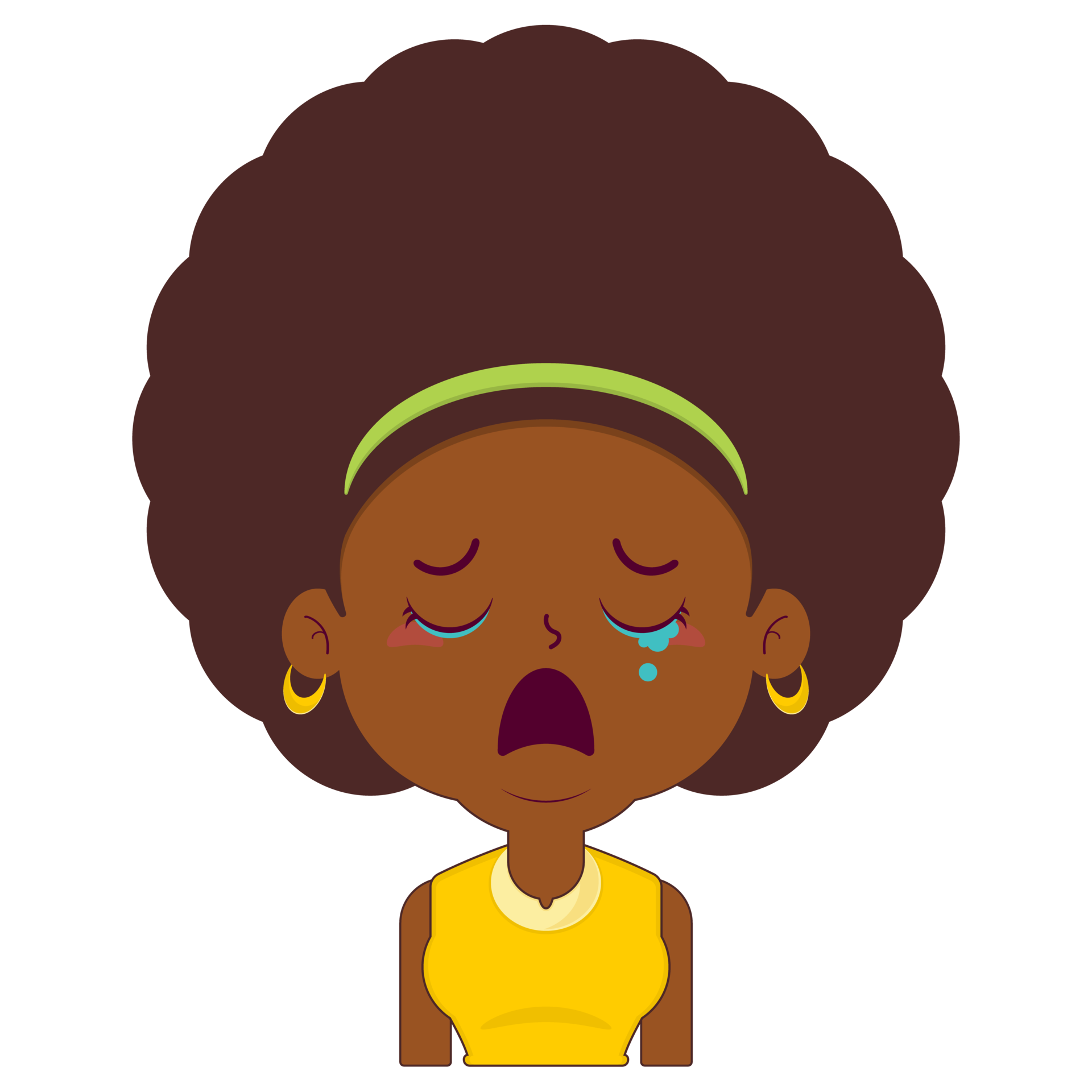 Free afro woman crying and scared face cartoon cute 18128049 PNG with ...
