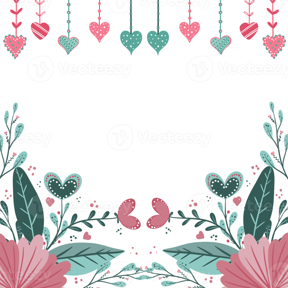 Flower Frame Valentine's Day Card png