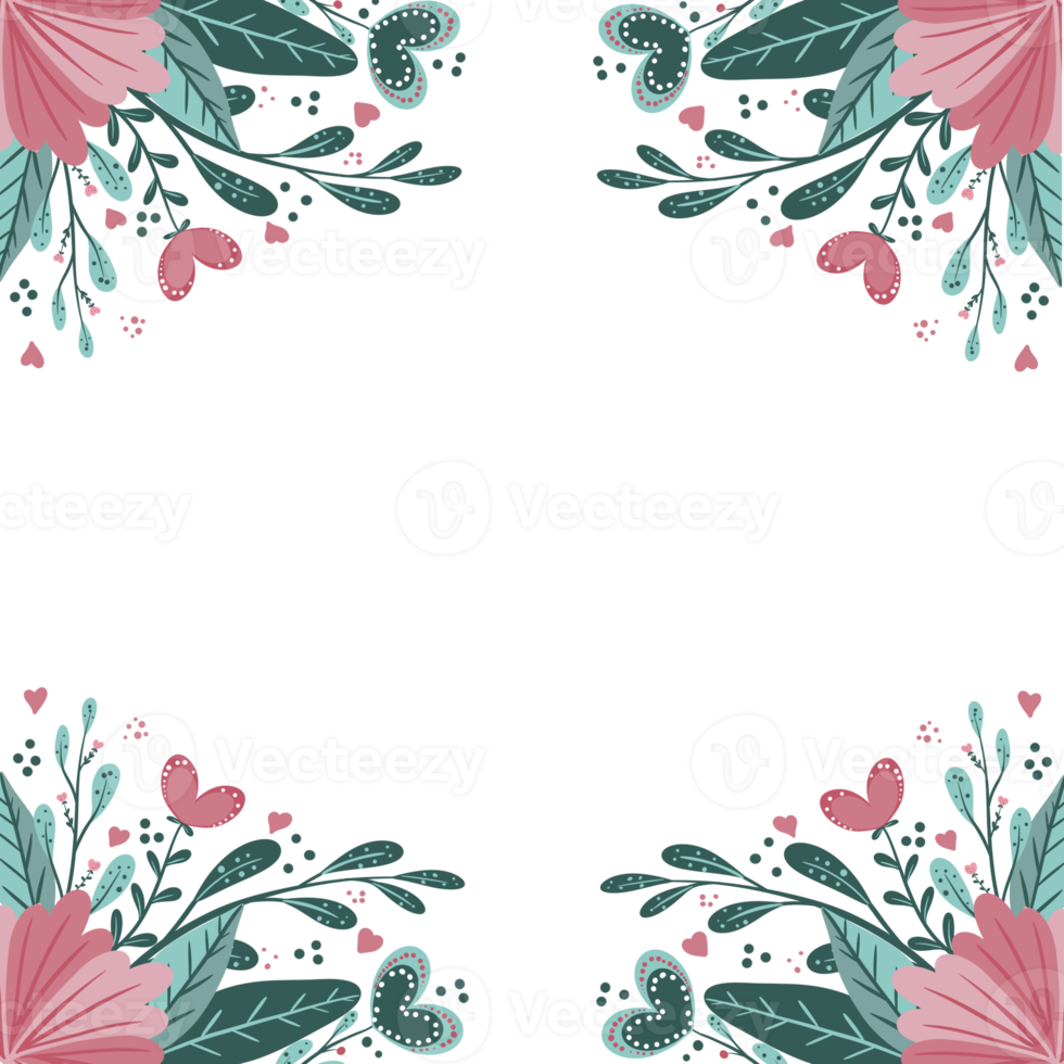 Flower Frame Valentine's Day Card png