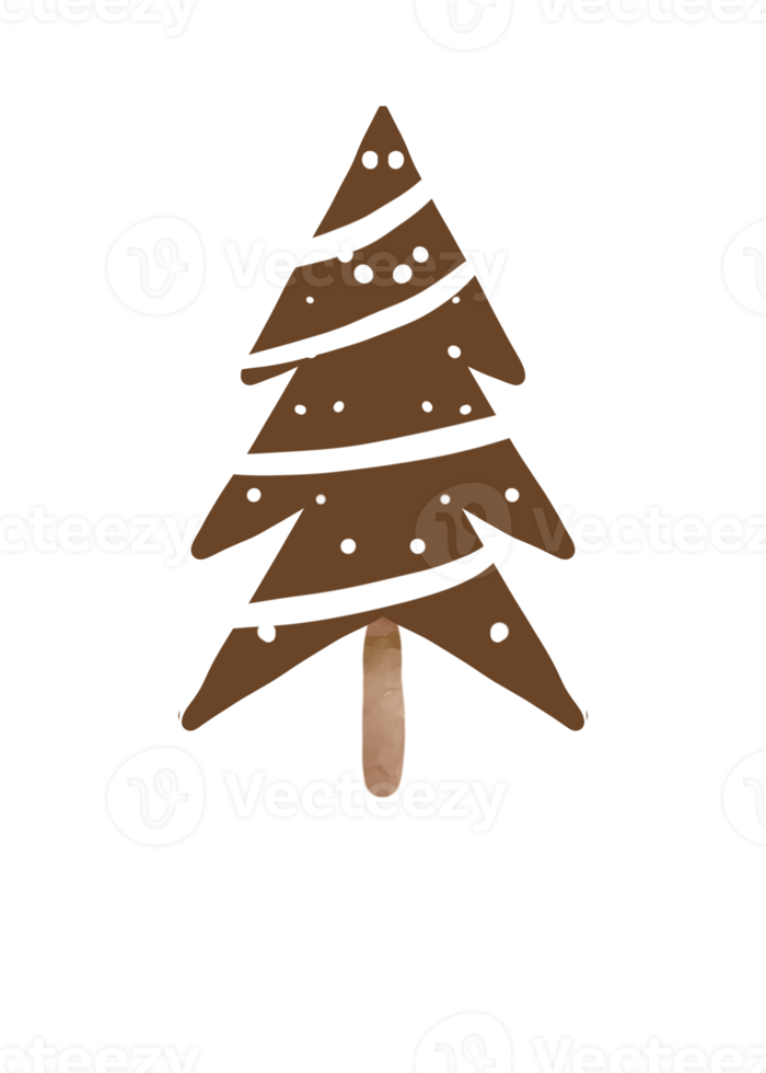 Watercolor Christmas tree cute png