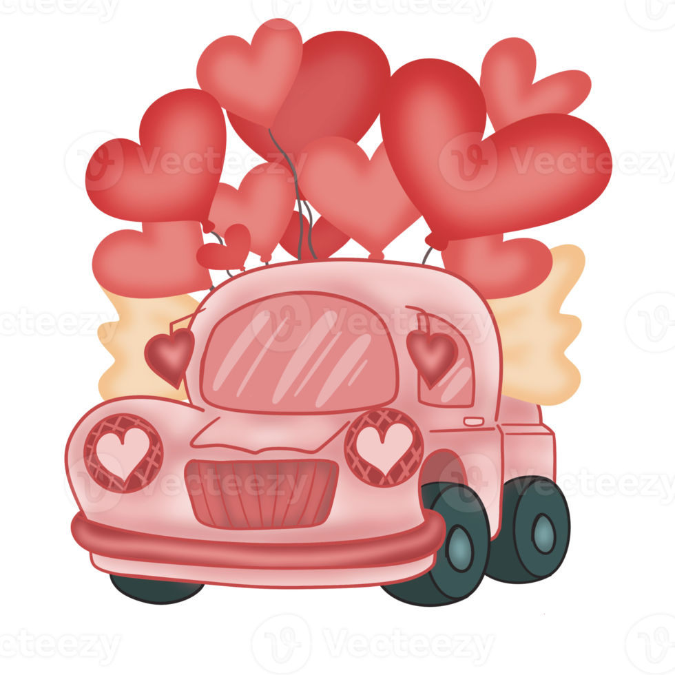 Valentine Heart on cute car png