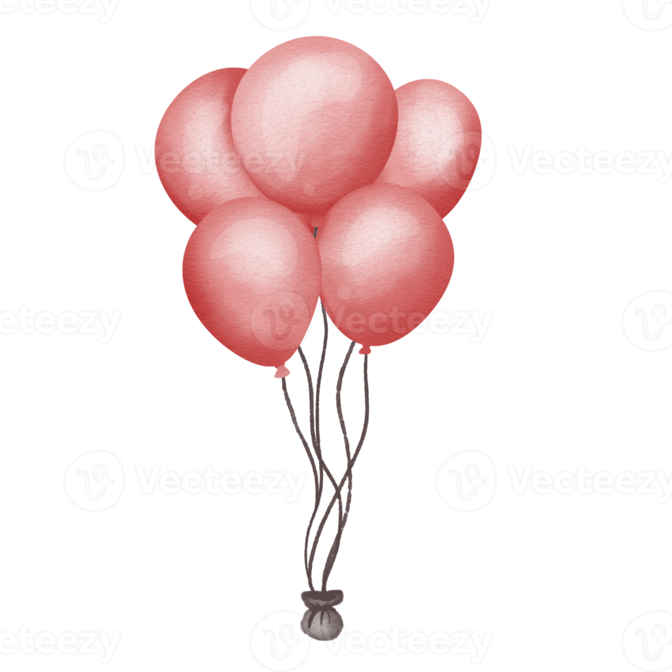 Pink balloon in watercolor for Valentines day png