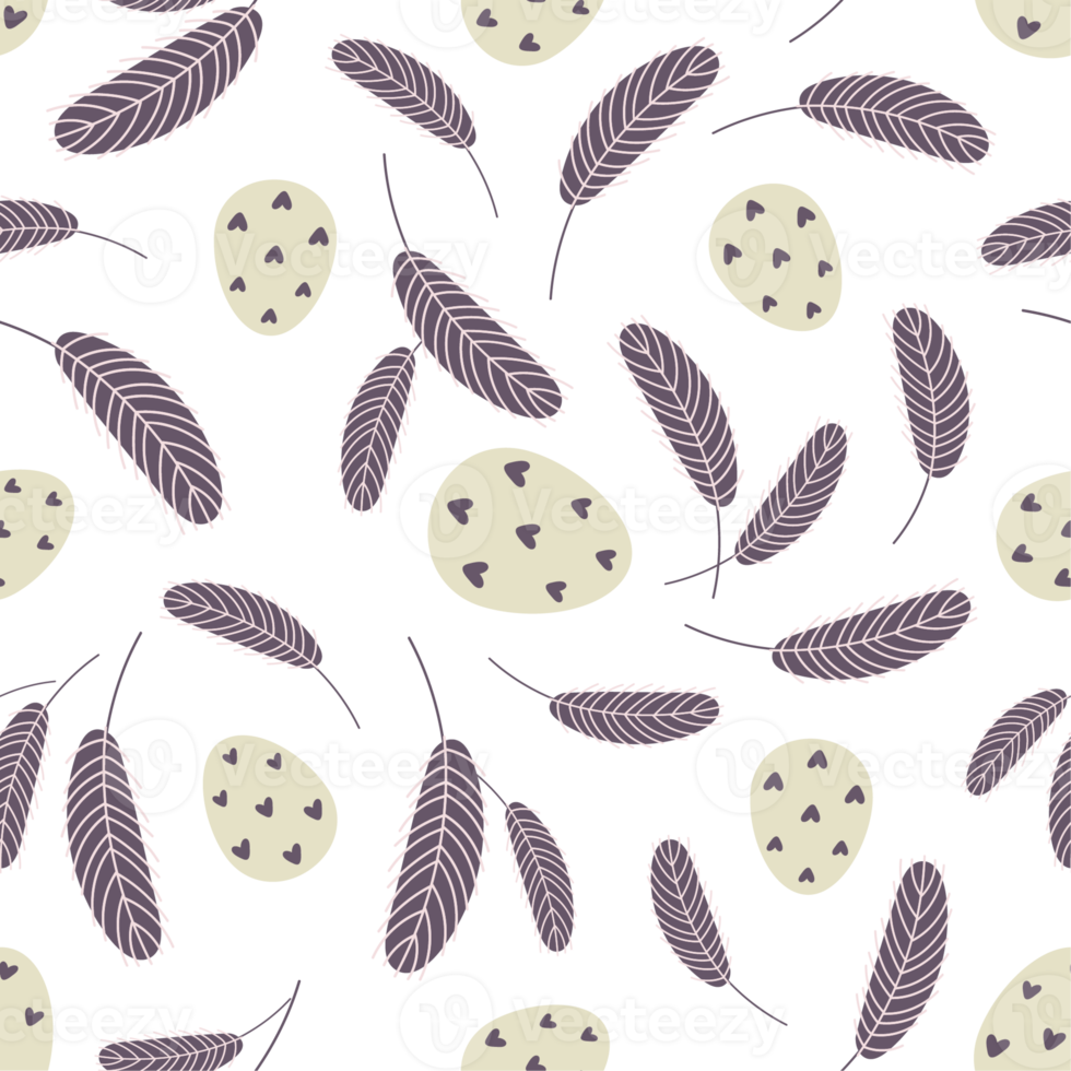 Easter pattern with decorated eggs png