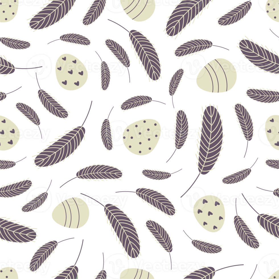 Easter pattern with decorated eggs png