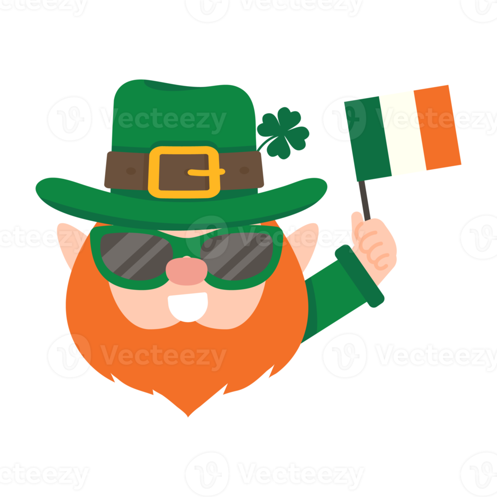 Funny leprechaun cartoon celebrating by drinking beer on Saint Patrick's Day. png