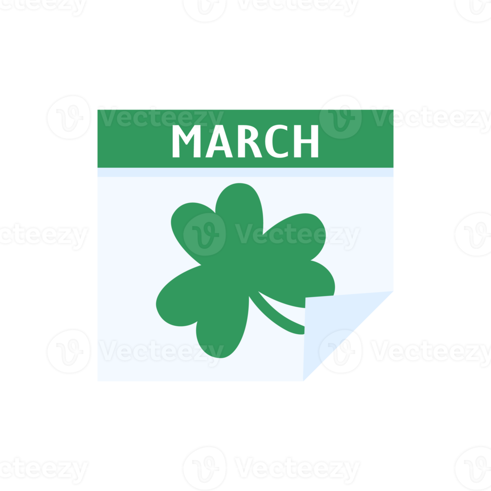 Icelandic flag calendar Reminder of Saint Patrick's Day with a Clover png