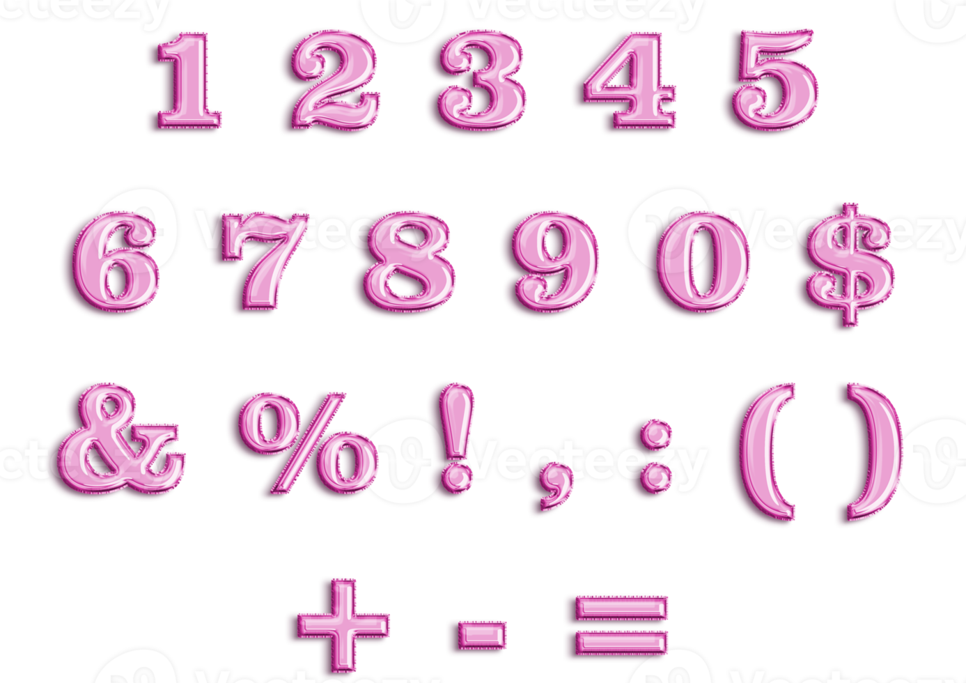 3D number balloons in pink color which you can use for everything, for new year, birthday and special celebration isolated on transparent background png
