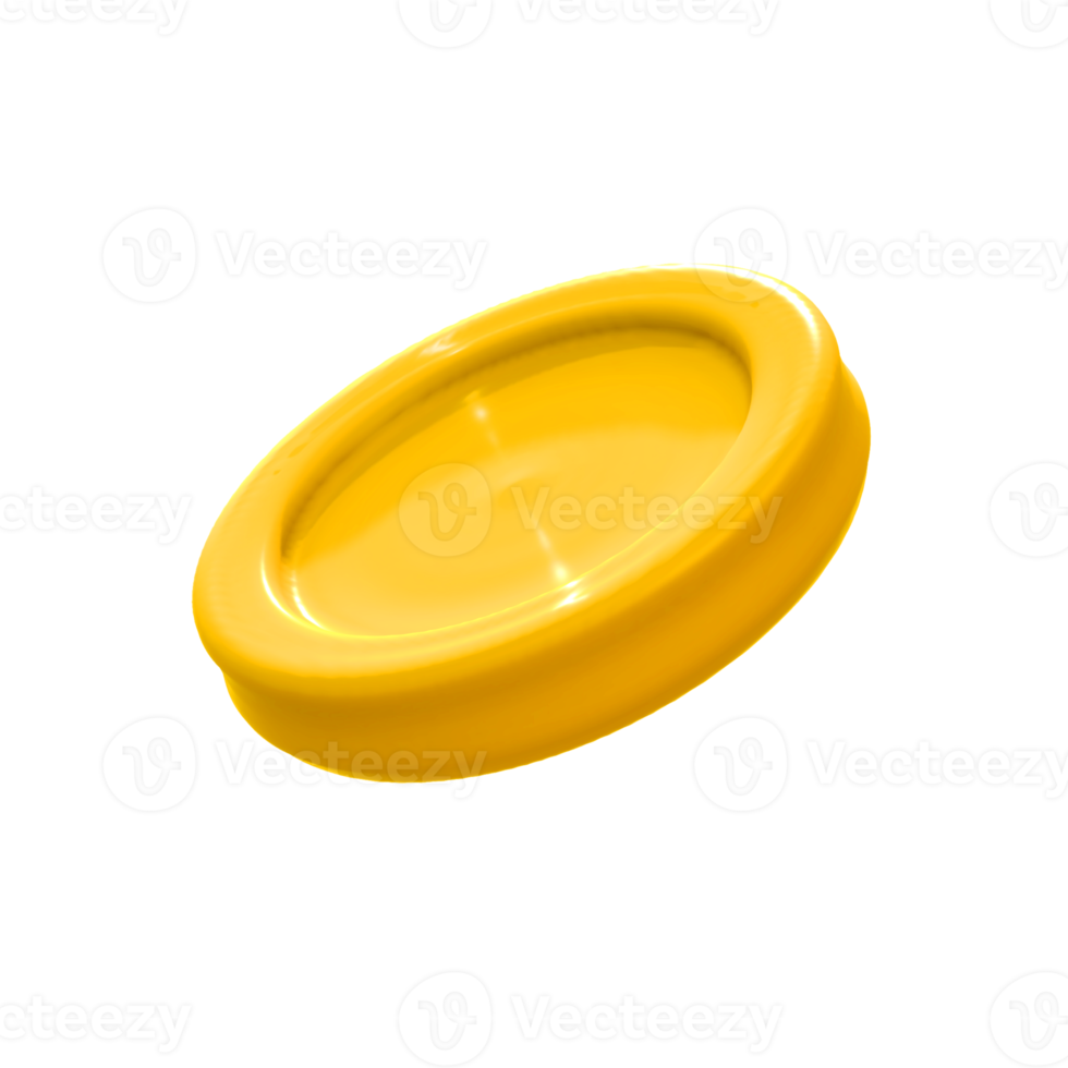 Cute yellow coin 3d rendering png