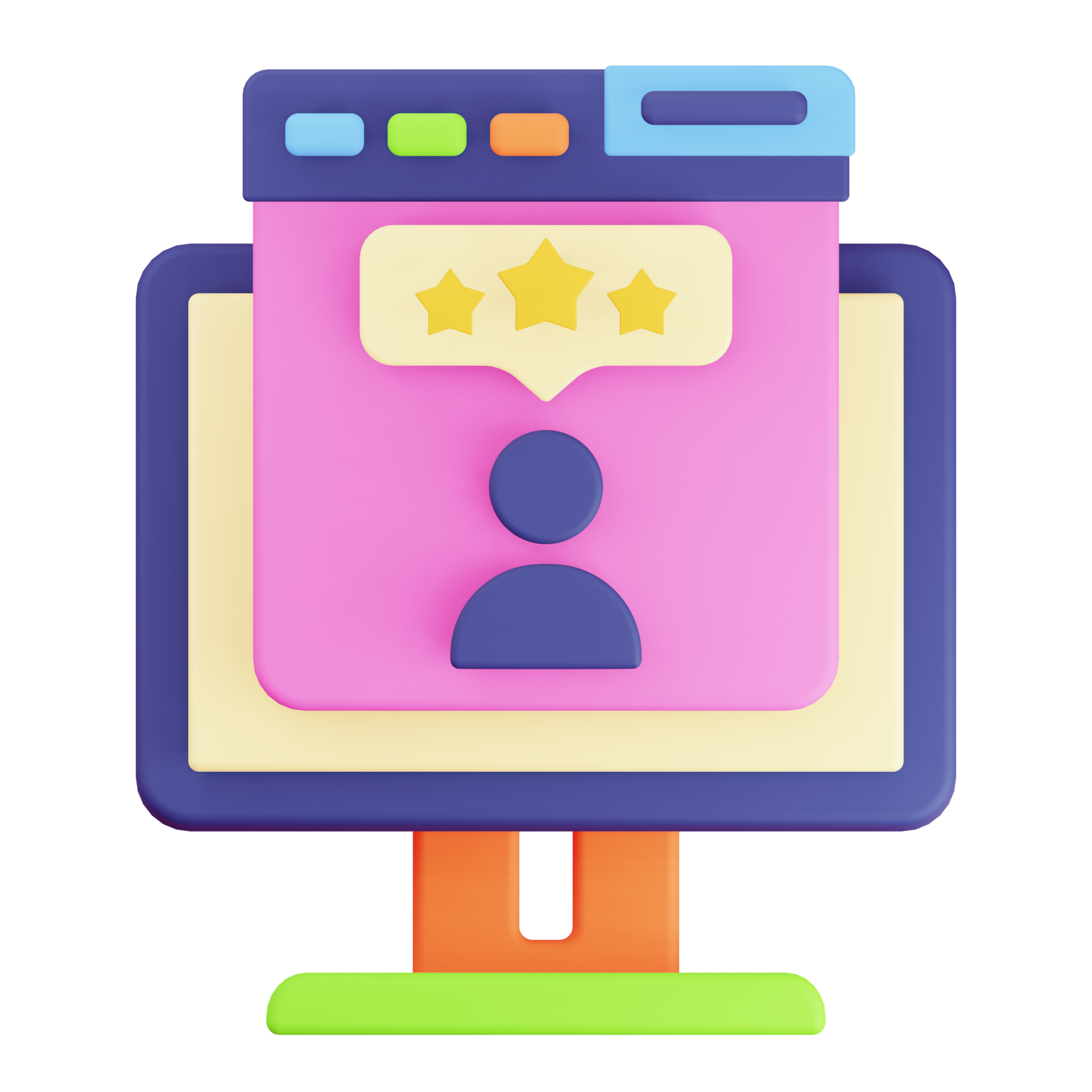 3D Render Monitor and Browser User Review Icon 18134216 PNG