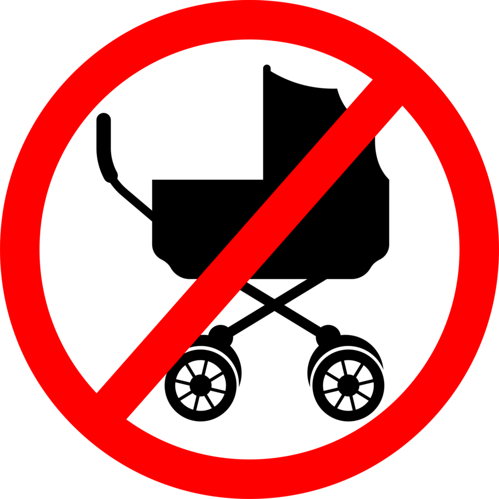 No Baby Stroller Allowed. Baby Restriction Sign Illustration png