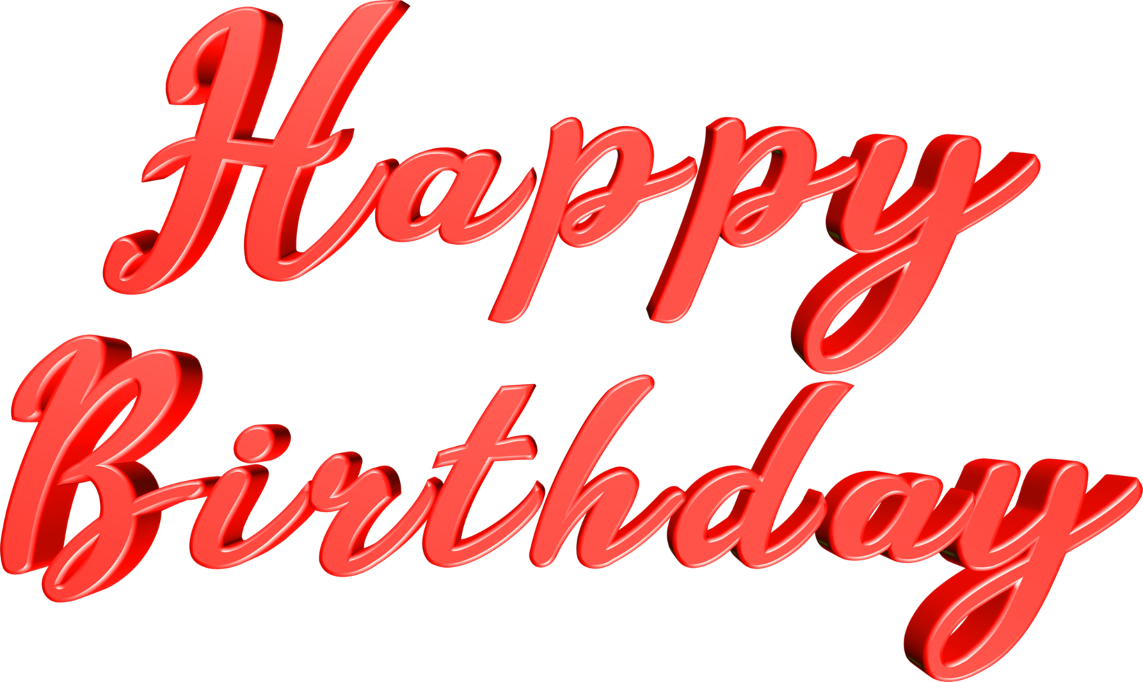 Happy Birthday 3D Render Red Text png