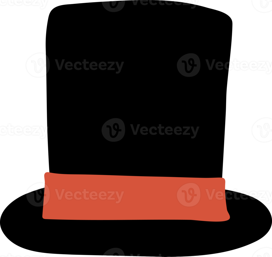 svart topp hatt hand dragen stil för groundhog dag begrepp png