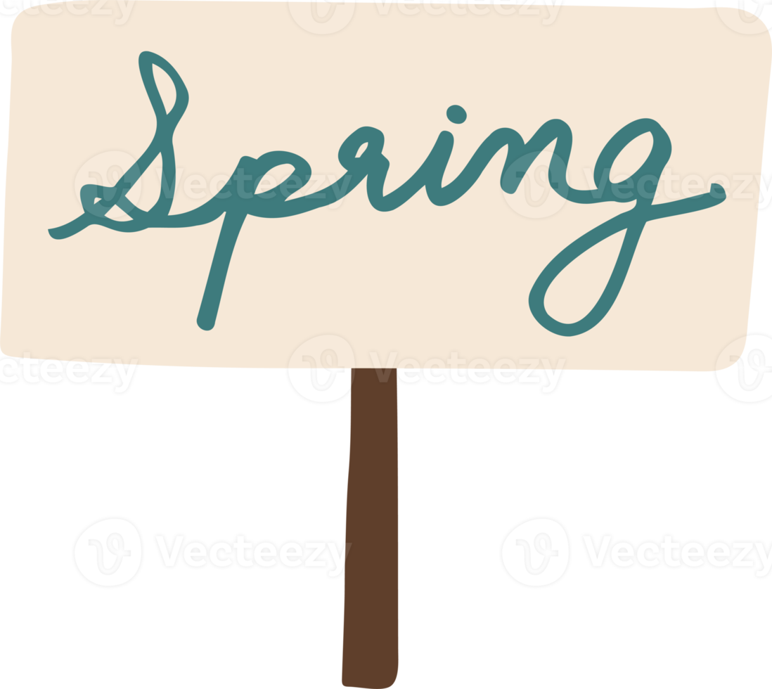 spring sign hand drawn style for groundhog day concept png