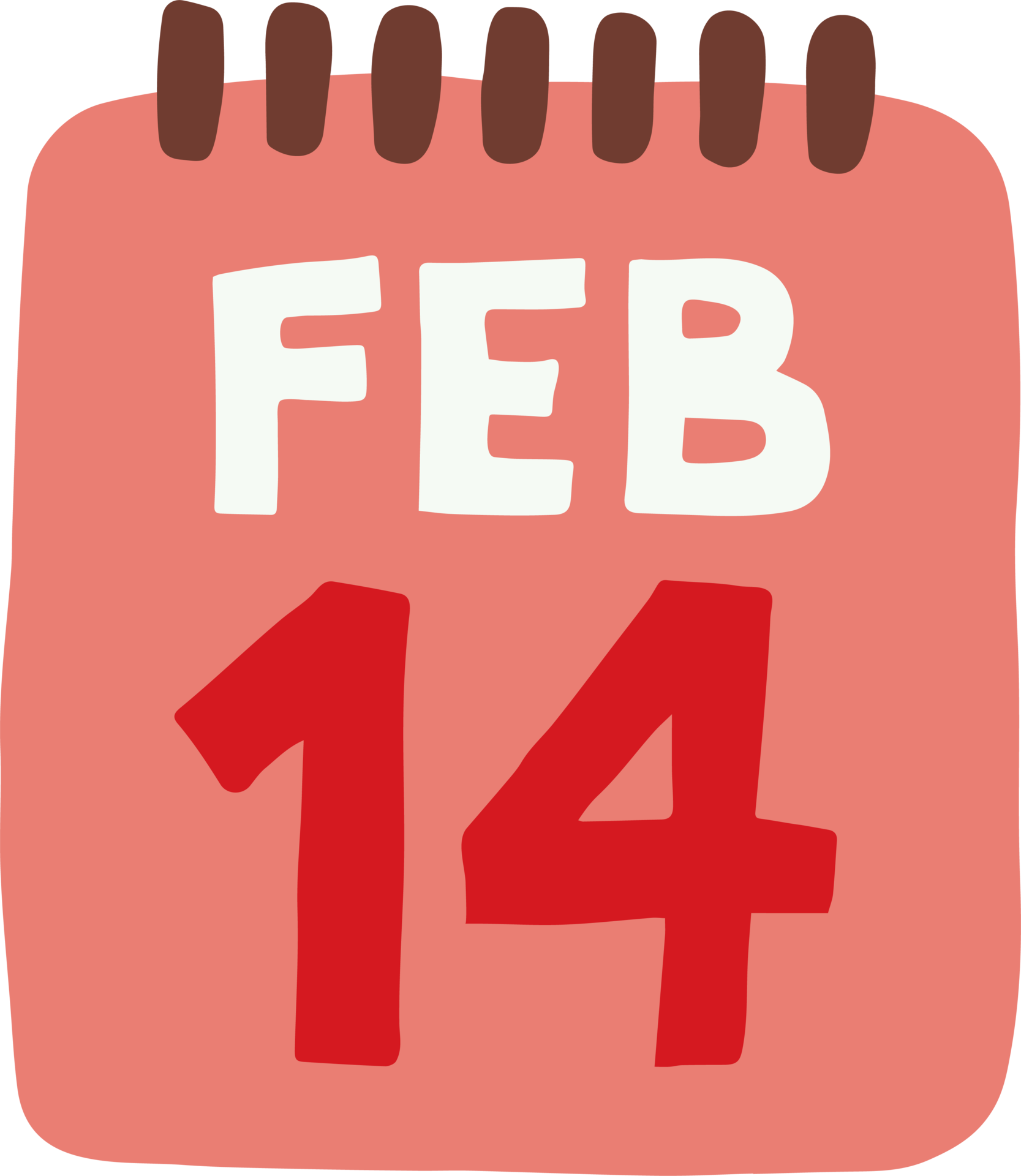 14 February date calendar hand drawn style for valentine day 18134250 PNG