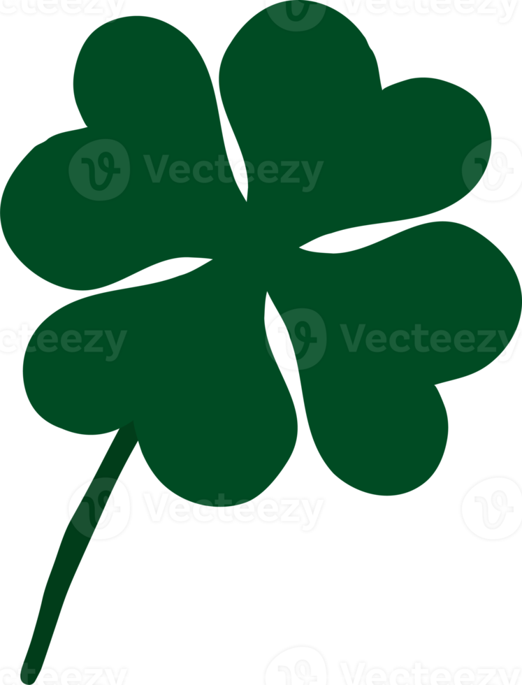 st. patrick's day four leaf clover hand drawn style png