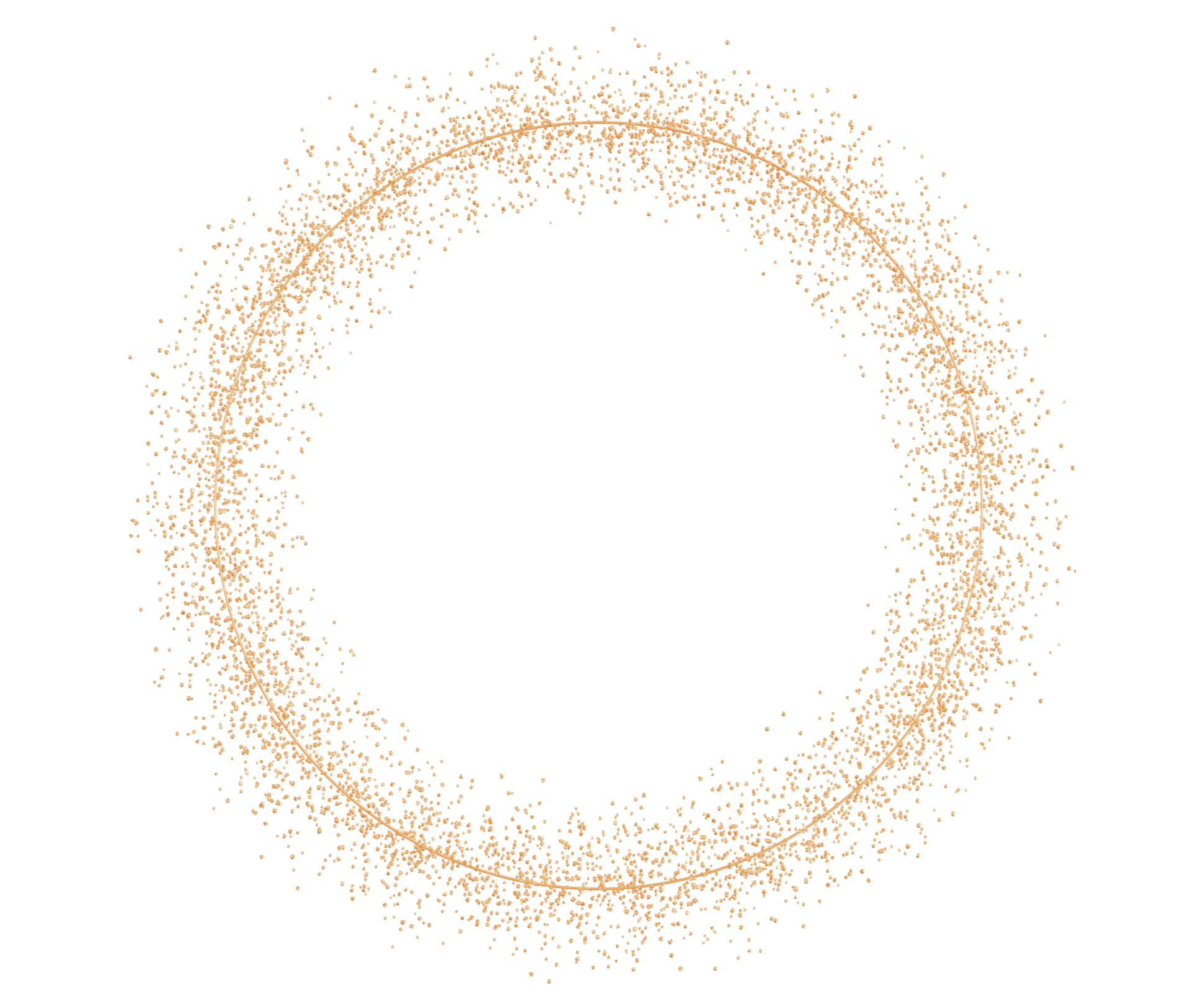 Golden Circle With Glitter Shiny Particles On Transparent Background