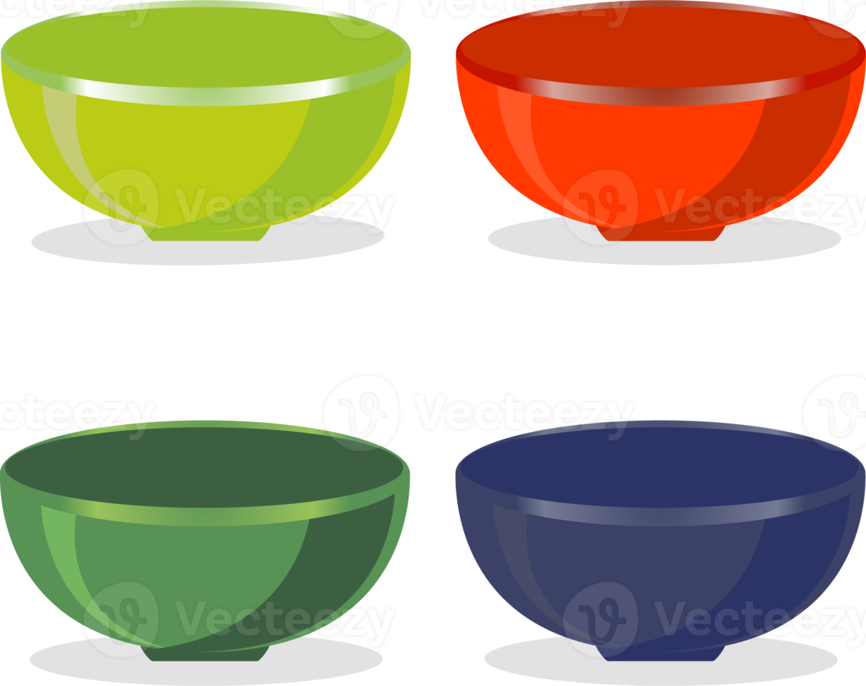 Set of empty glass soup bowls png