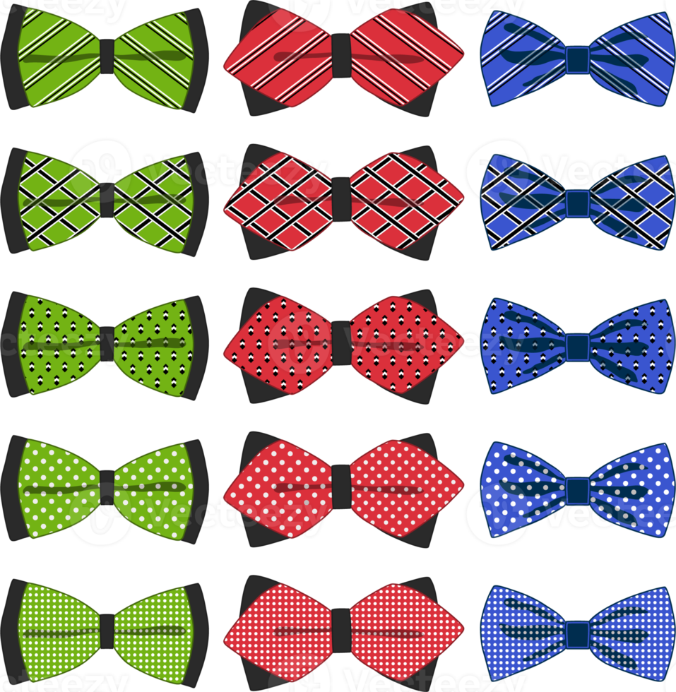 big set ties different types, bowties various size png