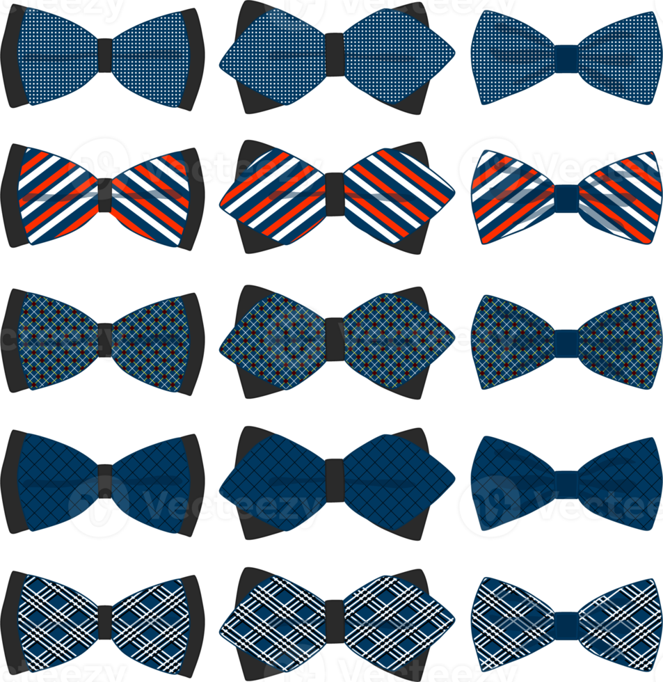 big set ties different types, bowties various size png