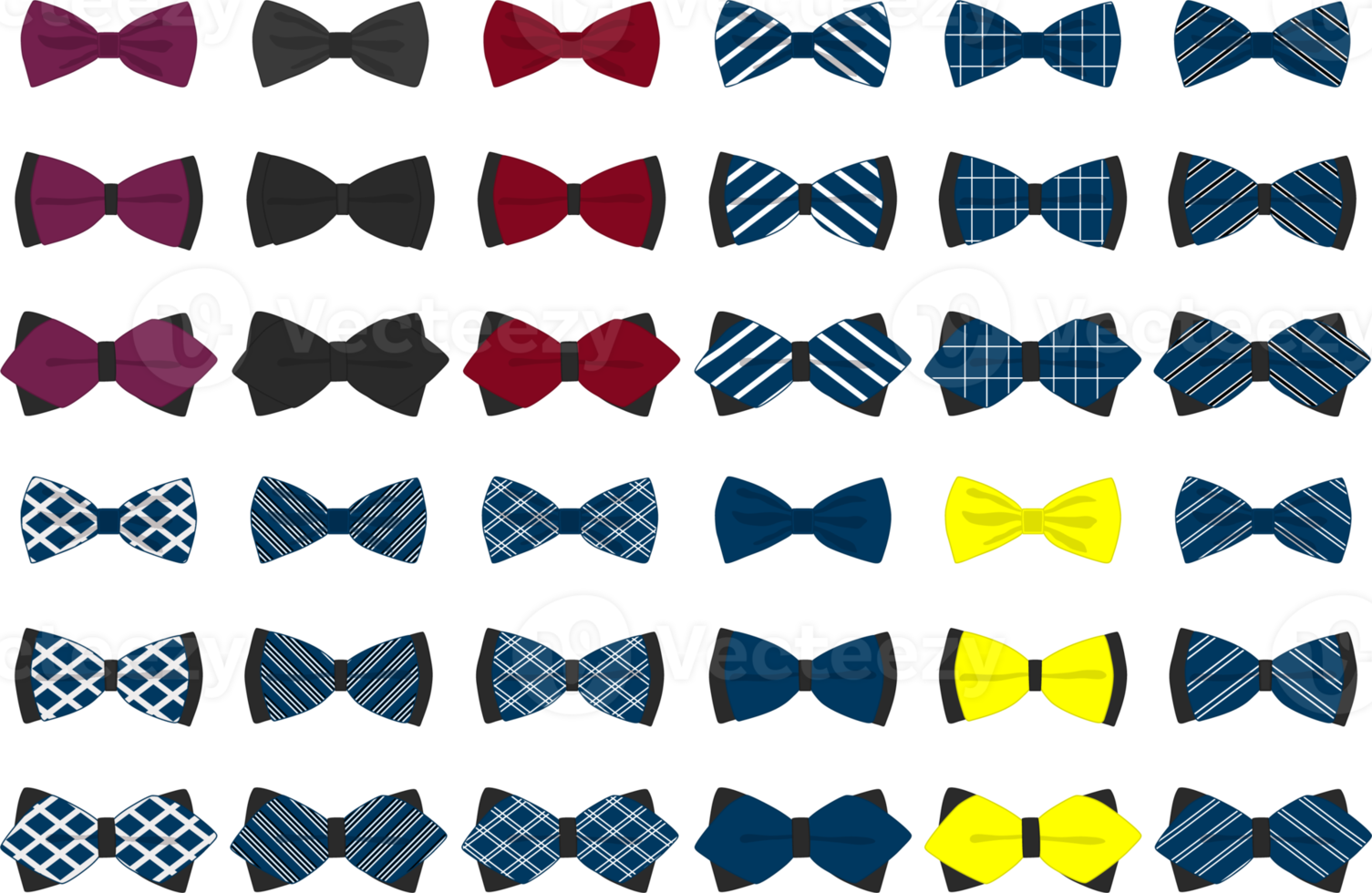 big set ties different types, bowties various size png