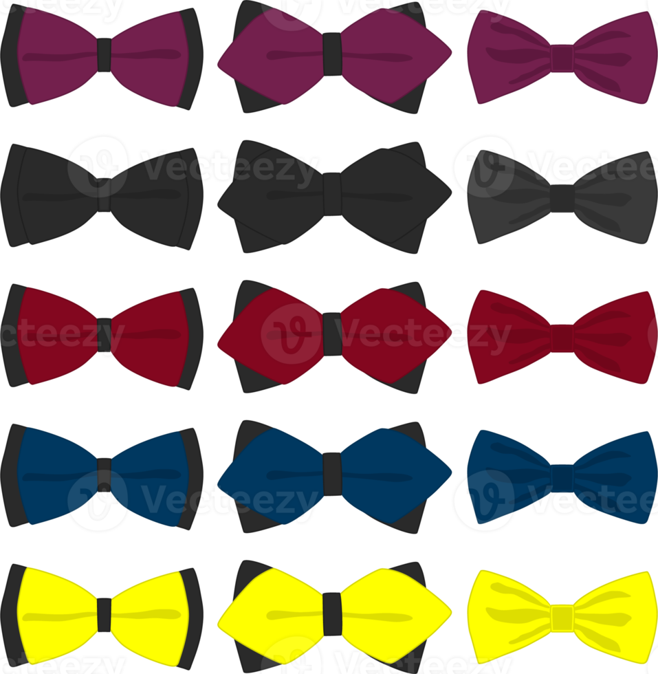 big set ties different types, bowties various size png