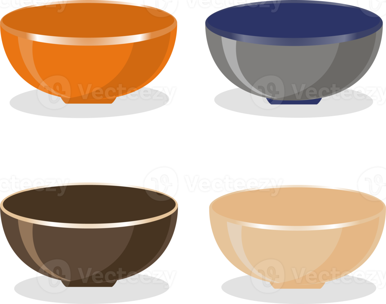 Set of empty glass soup bowls png