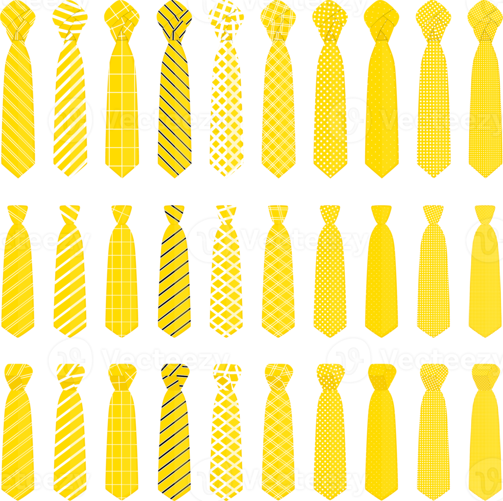 big set ties different types, neckties various size png