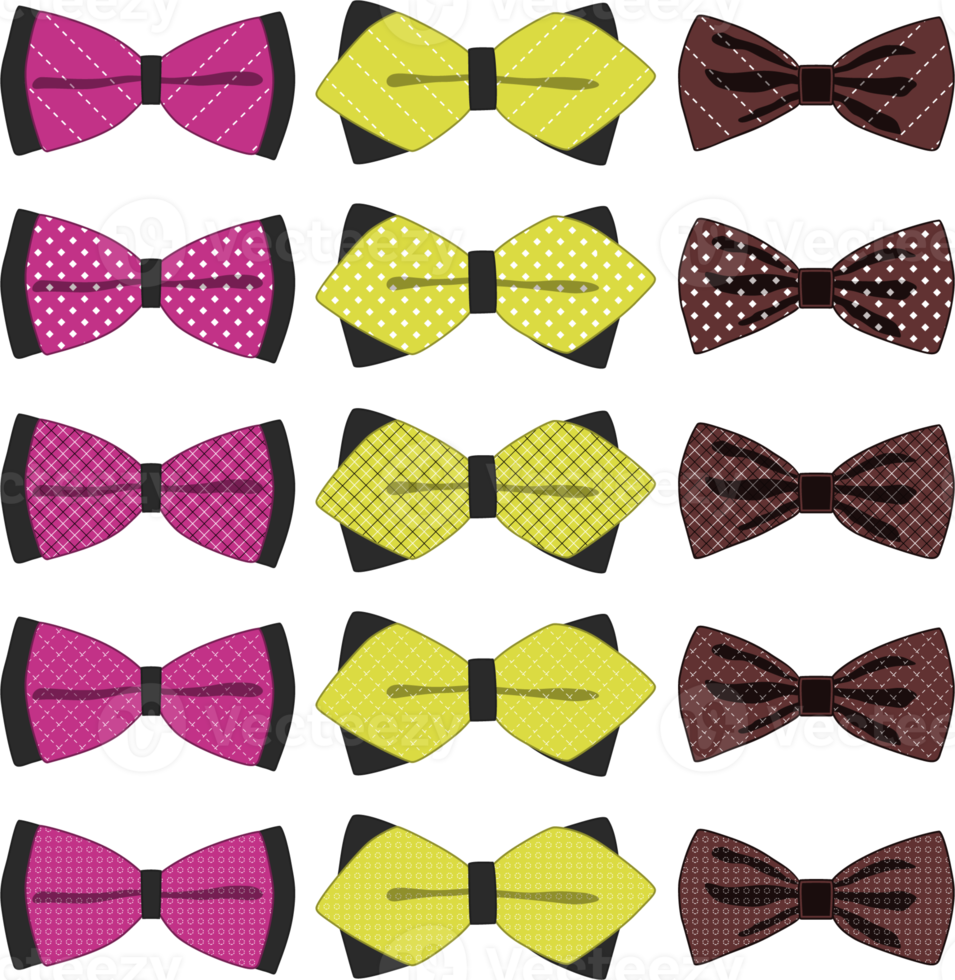 big set ties different types, bowties various size png