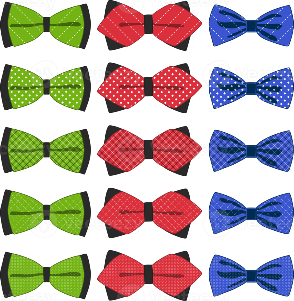 big set ties different types, bowties various size png