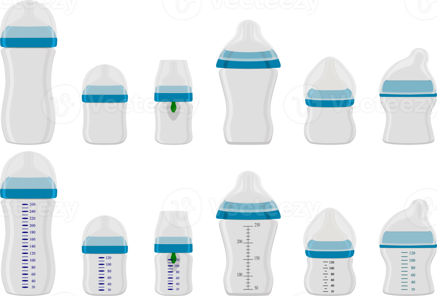 Kit grande de leche para bebés en biberón con chupete de goma png