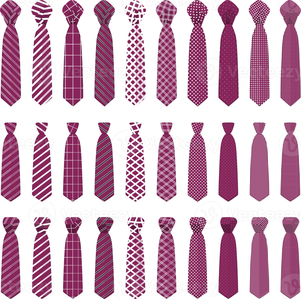 big set ties different types, neckties various size png