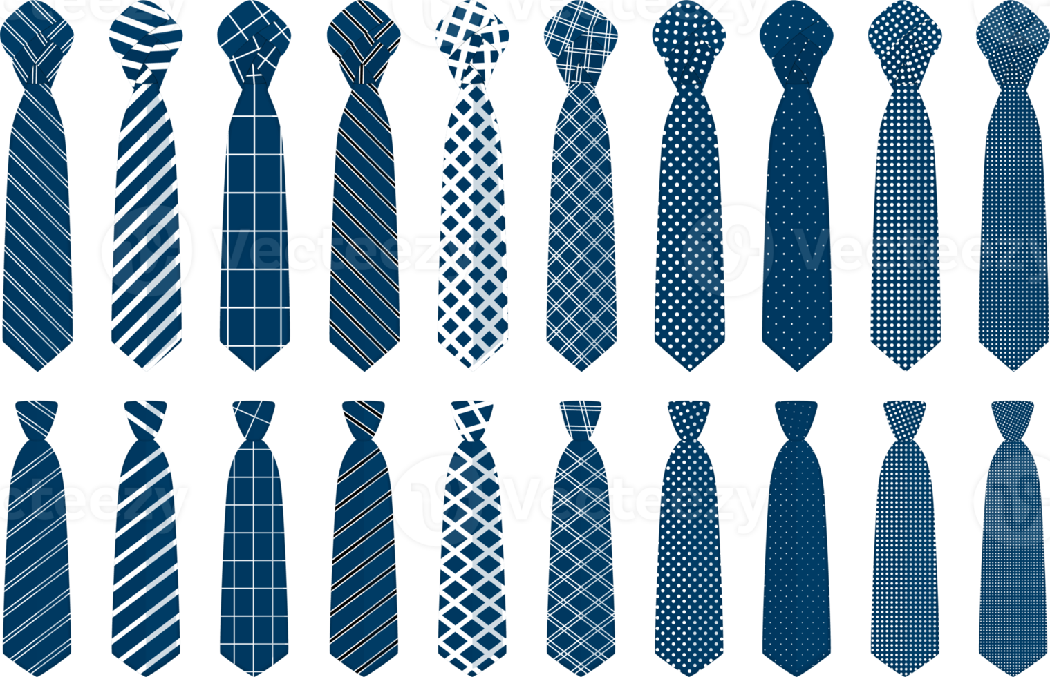 big set ties different types, neckties various size png