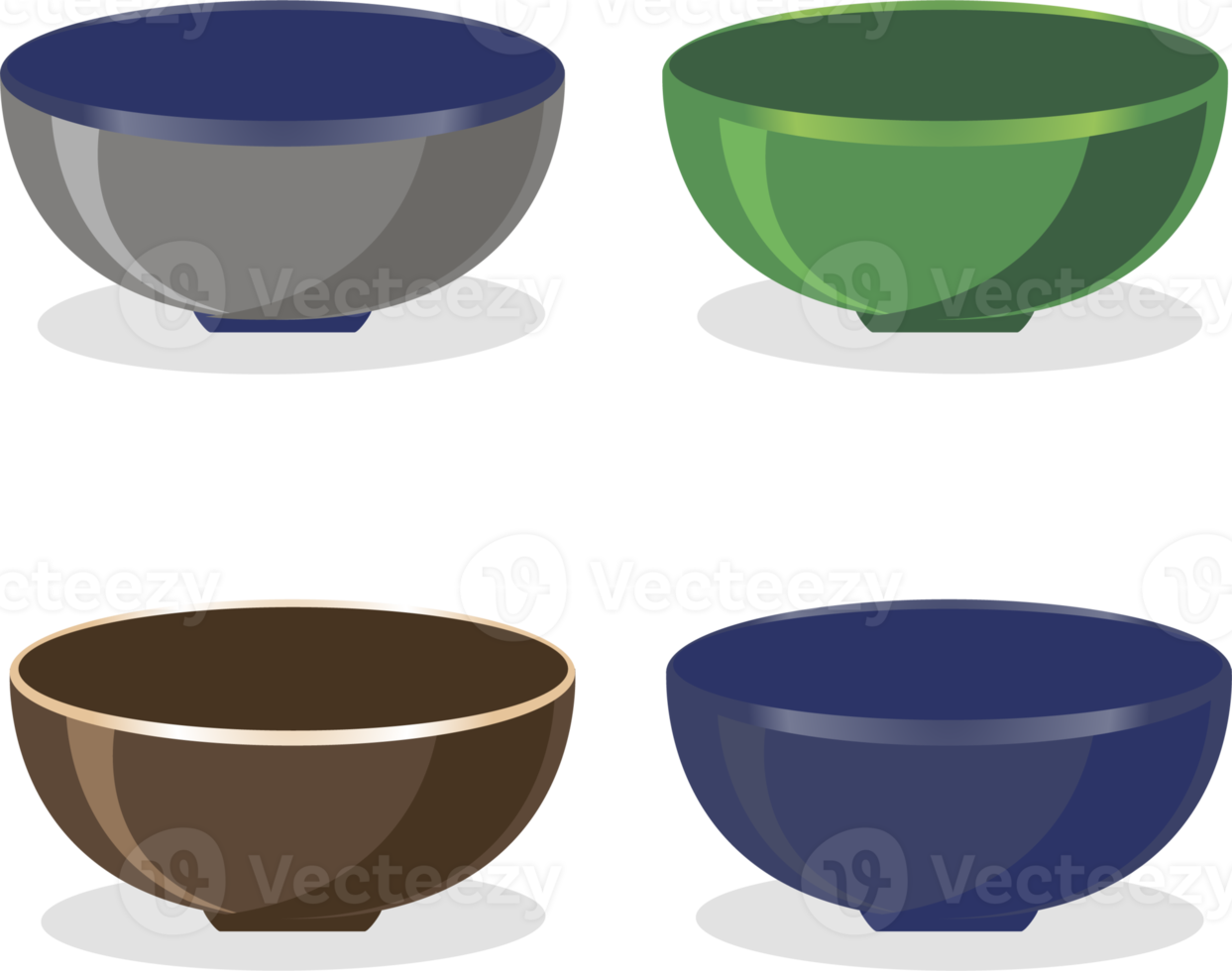 Set of empty glass soup bowls png