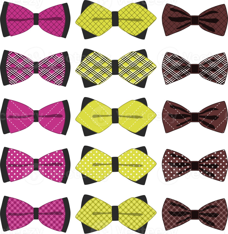 big set ties different types, bowties various size png