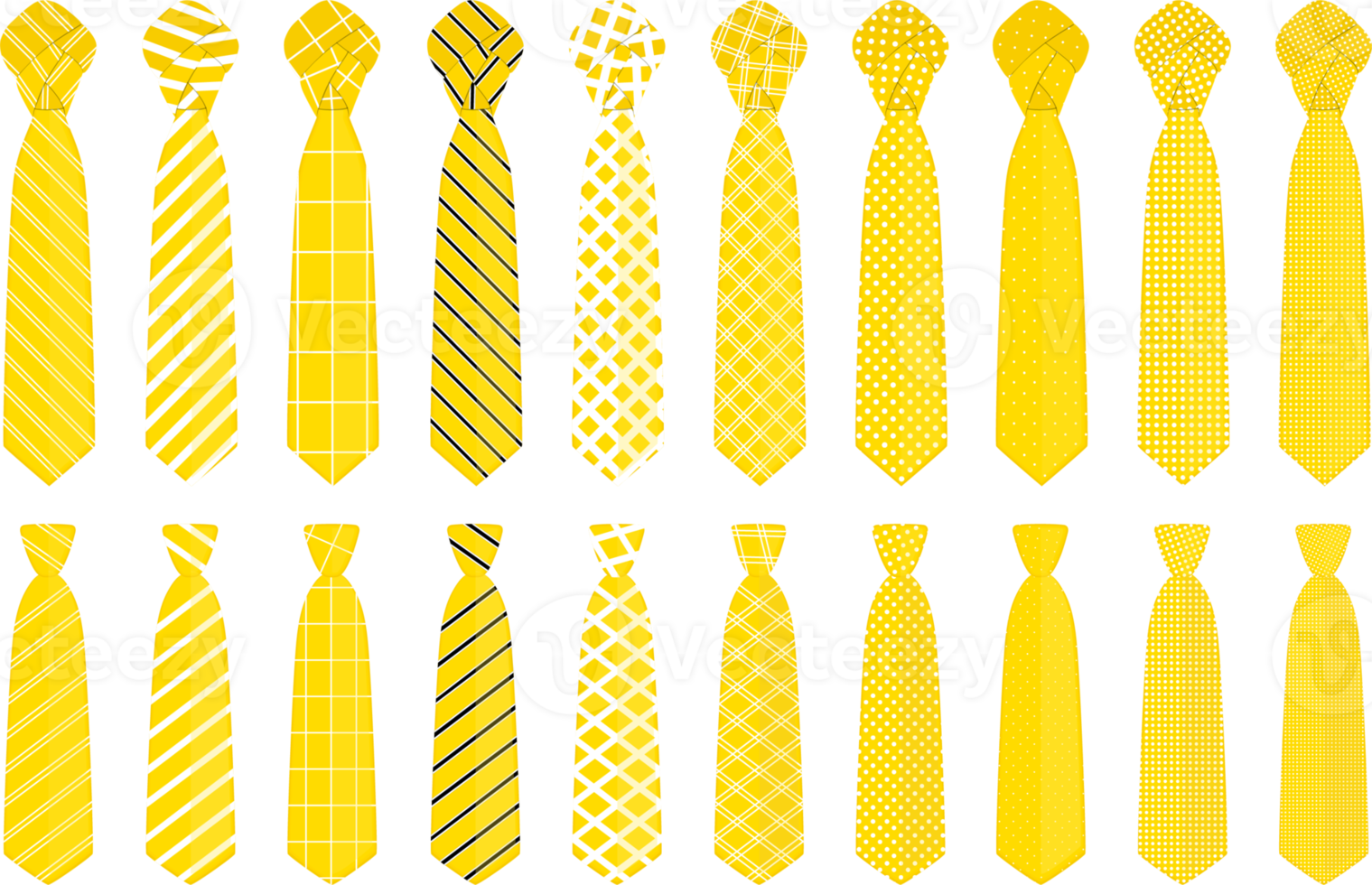 big set ties different types, neckties various size png