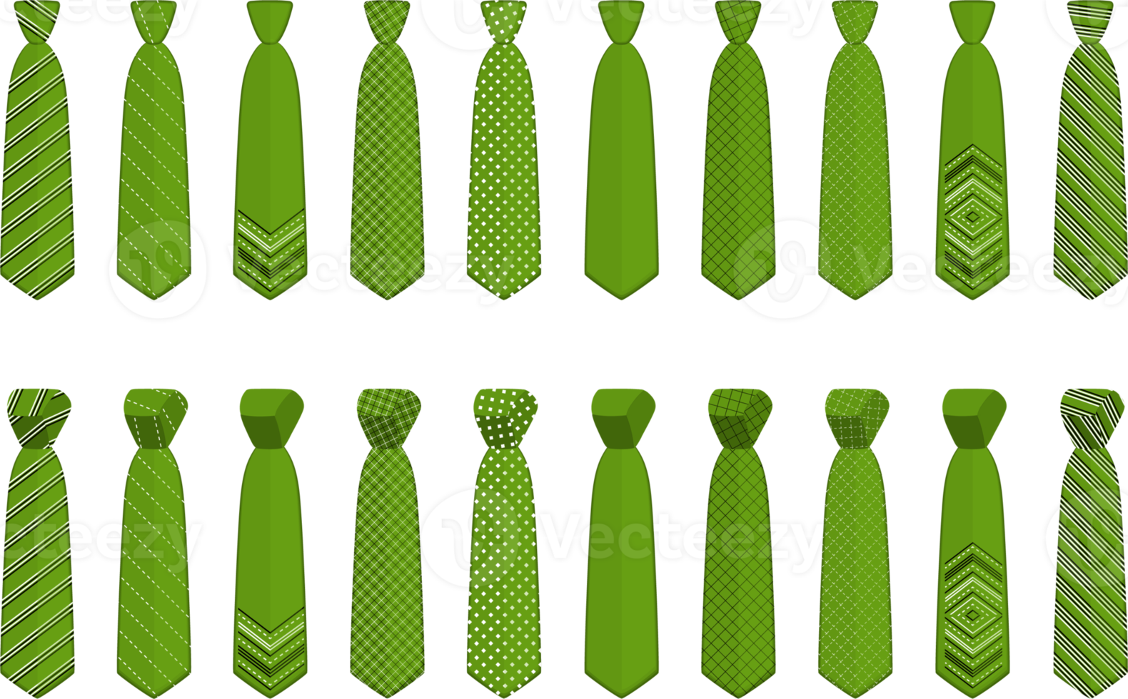 big set ties different types, neckties various size png