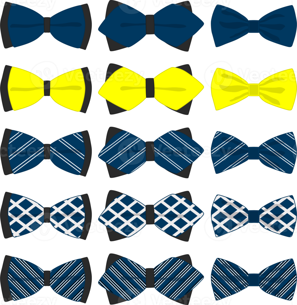 big set ties different types, bowties various size png