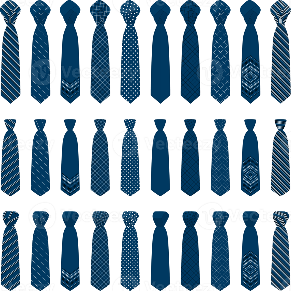 big set ties different types, neckties various size png