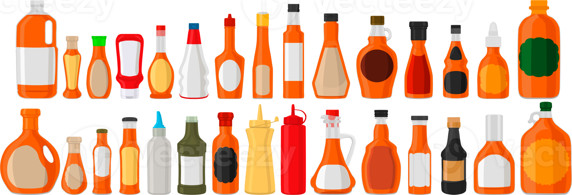 big kit varied glass bottles filled liquid caramel syrup png