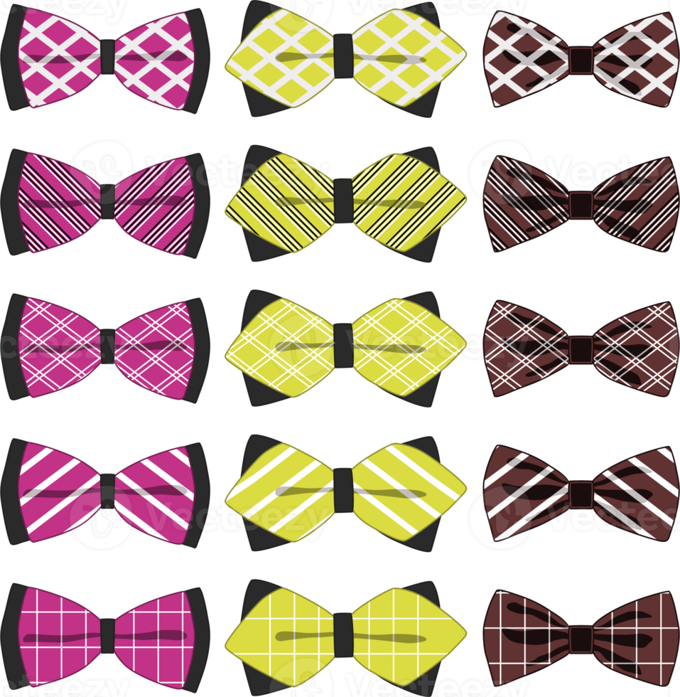 big set ties different types, bowties various size png